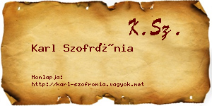 Karl Szofrónia névjegykártya